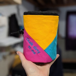 Embroidered Rock Climbing Chalk Bag | Chalk Dirty Pink Triangle Chalk Bag | Gift For Climber | Personalized Gift | Climber Christmas Gift