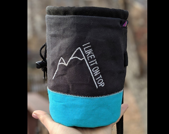 Embroidered Rock Climbing Chalk Bag | Custom Mountain Chalk Bag | Gift For Climber | Unique Personalized Gift | Climber Christmas Gift
