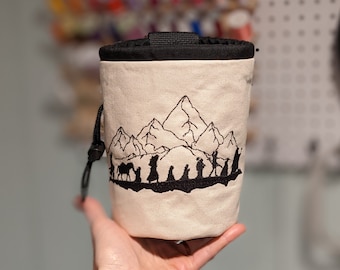 LOTR Rock Climbing Chalk Bag | Fellowship Climb Design | Custom Colors Personalized Gift | Christmas Gift for Climber