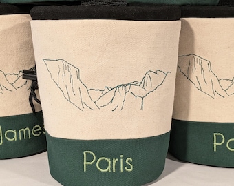 Yosemite Skyline Embroidered Rock Climbing Chalk Bag | Option for CUSTOM LOGO | Gift For Climber | Unique Gift | Christmas Gift