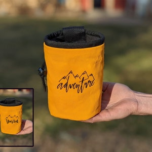 Embroidered Rock Climbing Chalk Bag | Choose Your Text Custom Chalk Bag | Gift For Climber | Unique Personalized Gift | Christmas Gift