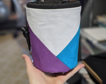 Rock Climbing Chalk Bag | Violet White Teal Triangle Design | Gift For Climber