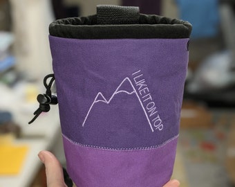 Embroidered Rock Climbing Chalk Bag | Custom Mountain Chalk Bag | Gift For Climber | Unique Personalized Gift | Climber Christmas Gift