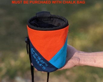 ADD-ON for Custom Embroidered Chalk Bag | Custom Logo or Custom Text | Gift Chalk Bag | Embroidery Must Be Purchased with Chalk Bag