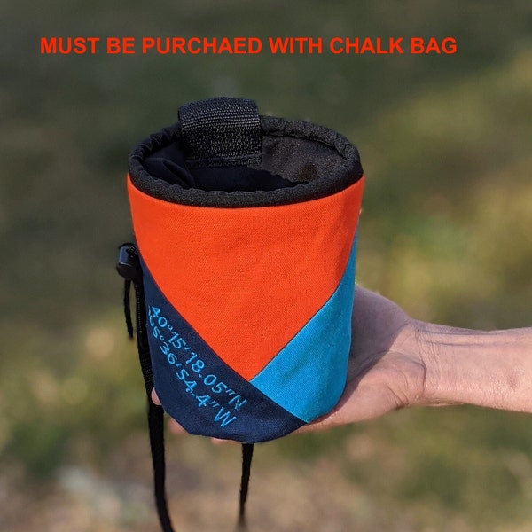 ADD-ON for Custom Embroidered Chalk Bag | Custom Logo or Custom Text | Gift Chalk Bag | Embroidery Must Be Purchased with Chalk Bag