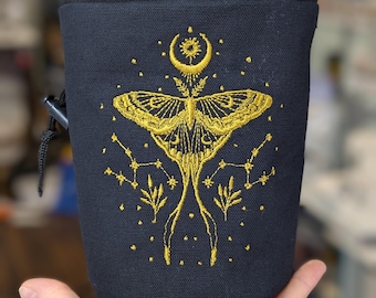 Celestial Luna Moth Rock Climbing Chalk Bag | Chalk Bag Gift For Climber | Christmas Gift