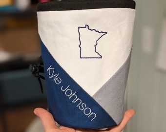 Custom STATE Embroidered Rock Climbing Chalk Bag | Gift For Climber | Unique Personalized Gift | Christmas Gift