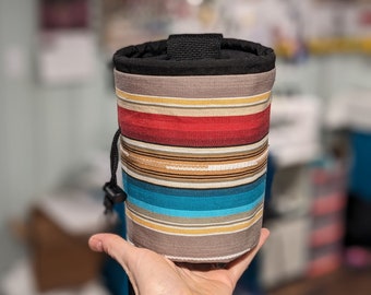 Teal Red Western Print Rock Climbing Chalk Bag | LIMITED EDITION Colorful Paintbrush Chalk Bag | Gift For Climbers | Handmade Chalk Bag