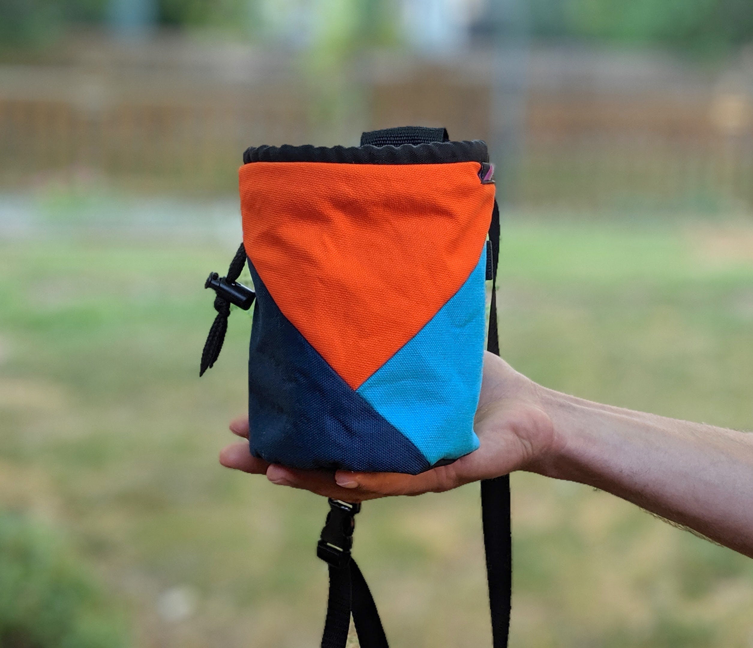 Rock Climbing Chalk Bag Orange Navy Aqua Triangle Design Etsy