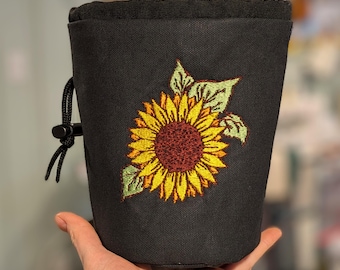 Sunflower Embroidered Rock Climbing Chalk Bag | Custom Flower Chalk Bag Gift For Climber | Unique Personalized Gift | Christmas Gift