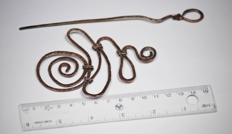 Large Hair Pin Swirl Hair Accessory Copper Hair clip Swirl Copper Wire Hair Barrette Swirl Hair Barrette