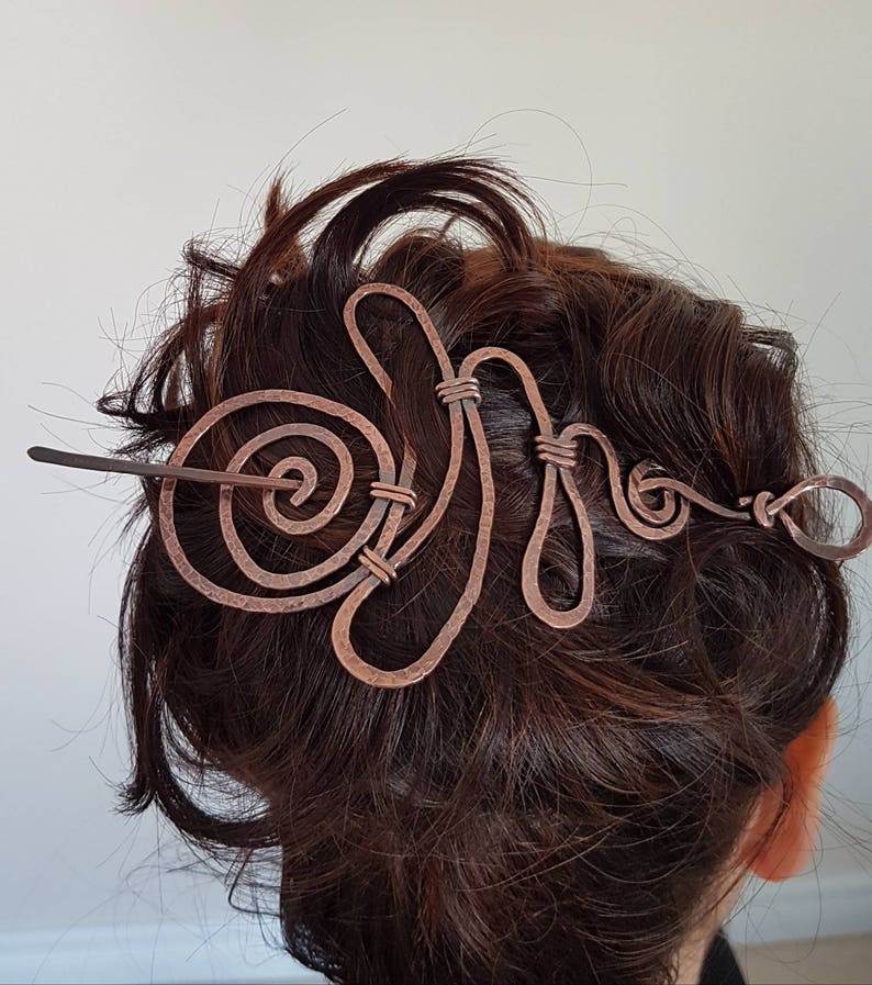 Large Hair Pin Swirl Hair Accessory Copper Hair clip Swirl Copper Wire Hair Barrette Swirl Hair Barrette