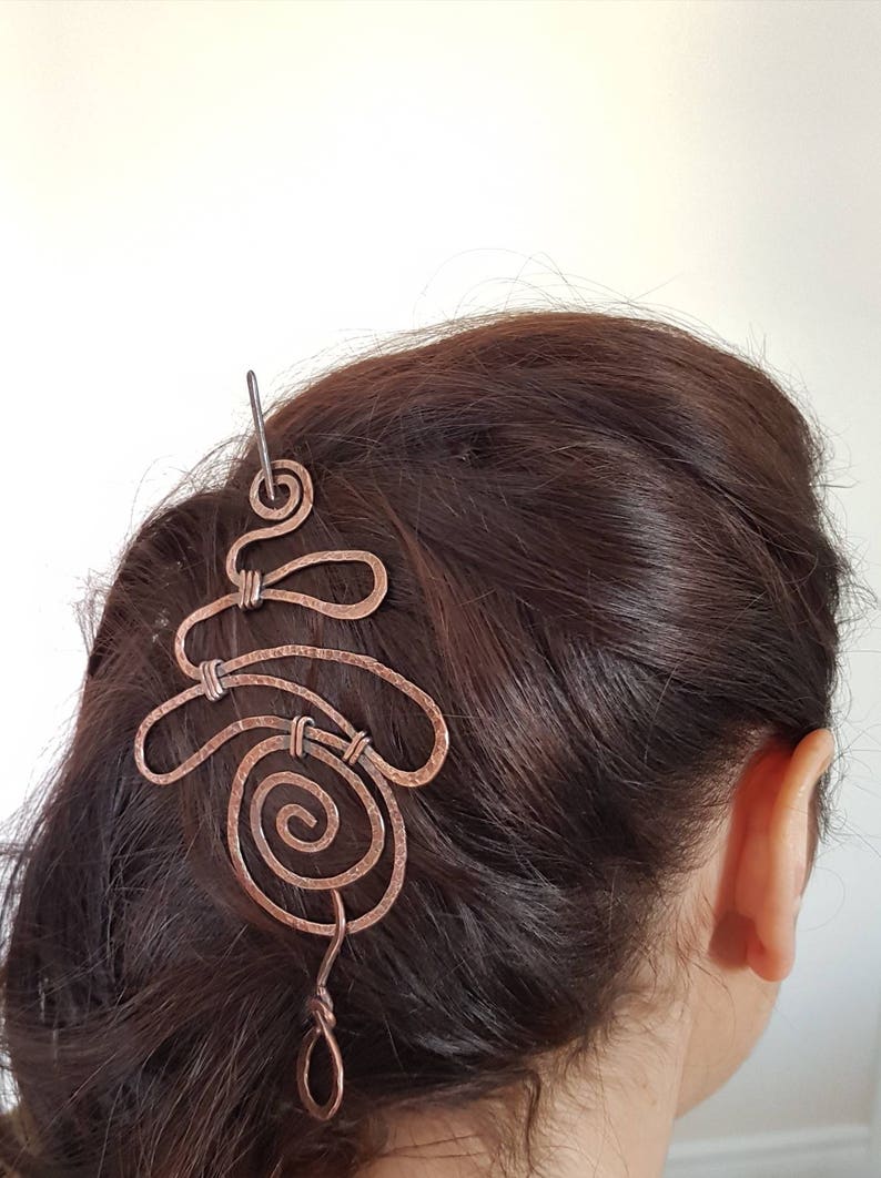 Large Hair Pin Swirl Hair Accessory Copper Hair clip Swirl Copper Wire Hair Barrette Swirl Hair Barrette
