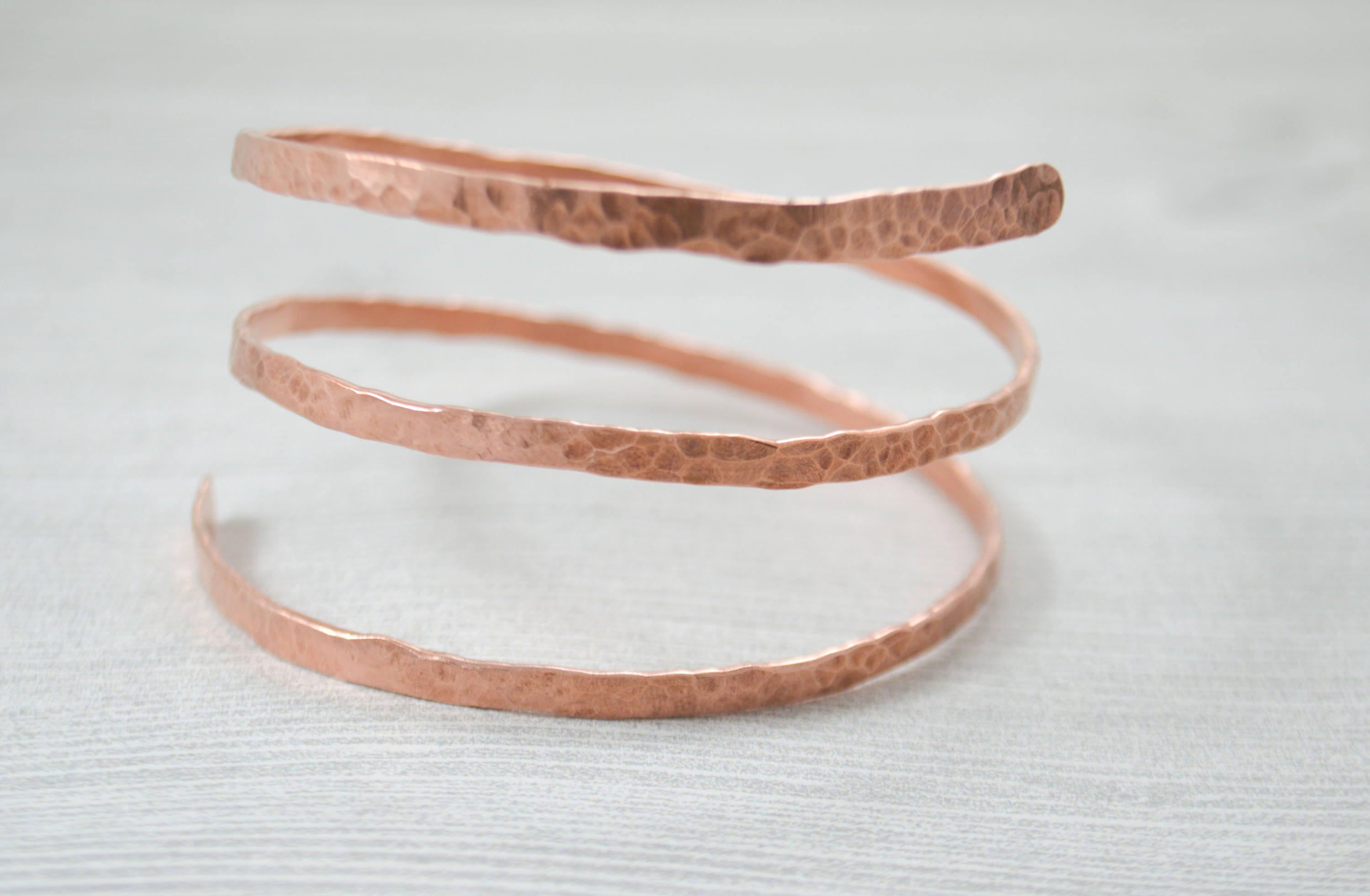 Womens Hammered Copper Wire Bracelet Copper Spiral Bracelet Etsy