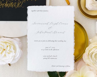 Elegant Handmade Paper Wedding Invitation Suite Sample | Semi-custom