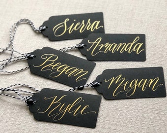 Black and Gold Wedding Party Gift Tag Set