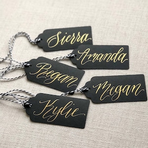 Black and Gold Wedding Party Gift Tag Set