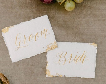 Wedding Place Cards with Gold Leaf edge