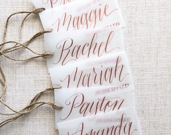 Bridesmaid Gift Tags - Calligraphy Dress Hanger Tags