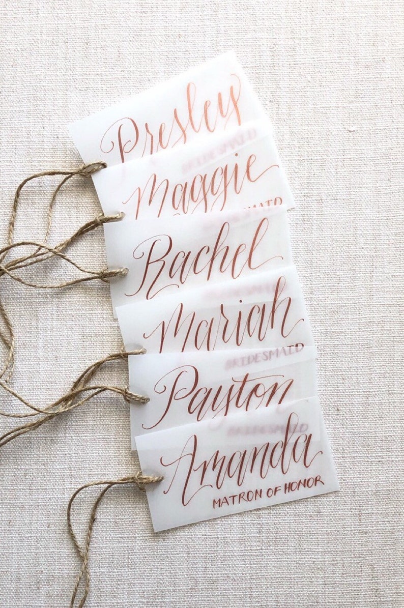 Bridesmaid Gift Tags - Calligraphy Dress Hanger Tags 