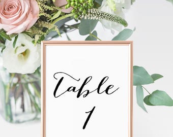 Calligraphy Style Printable Table Number