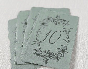 Floral Frame Table Number Signs on Handmade Paper