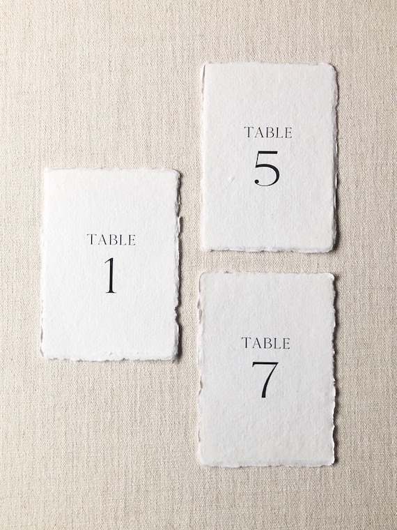 Handmade Paper Table Number Signs
