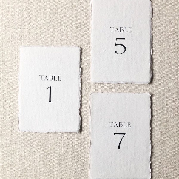 Handmade Paper Table Number Signs