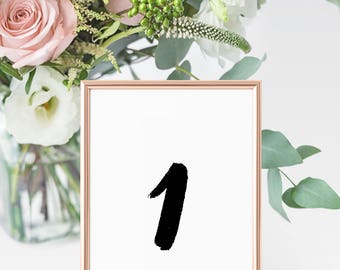 Brush Lettered Table Number Download - Printable Numbers 1 through 20 - Hand Lettered Table Number