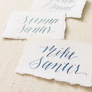 Calligraphy Place Cards on Handmade Paper