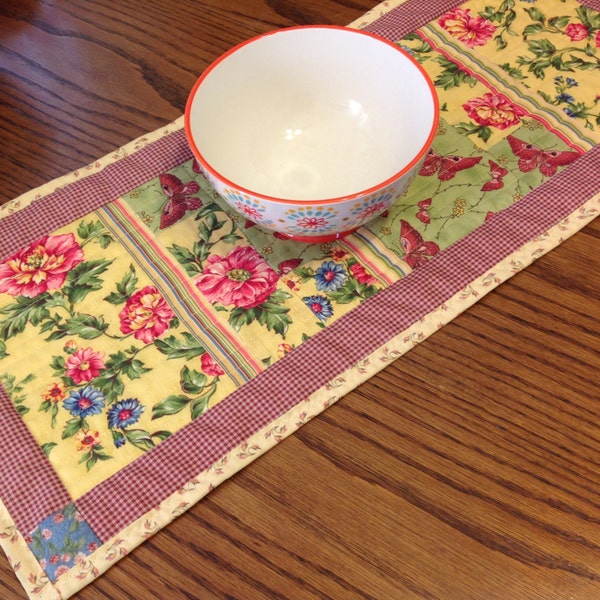 Butterflies are Free!  Table Runner, Table Topper, Centerpiece Quilted Table Runner with hot fixed crystal accents