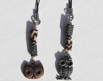 Metal Owl Keychain, Handmade, Copper, Silver, Phone Strap, Accessories, Bird