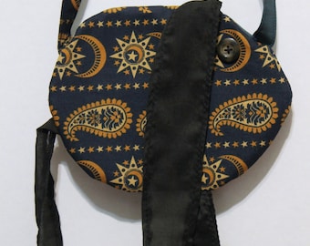 Fish Purse, Cross body bag, Moon, Sun, Paisley, Handmade