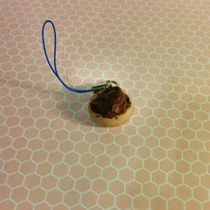 Duimafdruk Cookie Sleutelhanger, Telefoon charme, Polymeer Klei, Miniatuur Voedsel