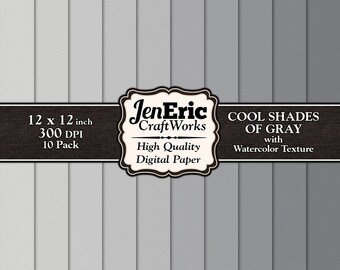 Gray Watercolor Paper Pack, Cardstock Texture (Digital Download)