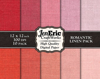 Valentines Pink Linen Digital Paper, Fabric Texture (Digital Download)