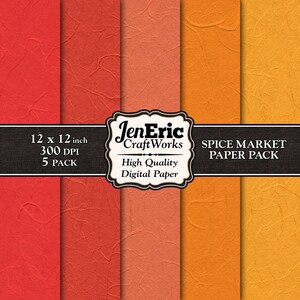 Textured Digital Paper Pack, Fall Digital Paper, Printable Mulberry Paper, Blog Background, Orange Digital Texture Background, 12x12 5Pack