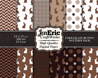 Chocolate Bunny Easter Digital Paper Pack (12x12, Digital Download)