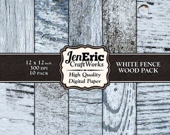 White Barn Wood Digital Paper, Weathered Texture (12x12, 10 Pack) (Instant Download)