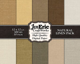Neutral Linen Texture Digital Paper Pack (12x12 inch, 300dpi)