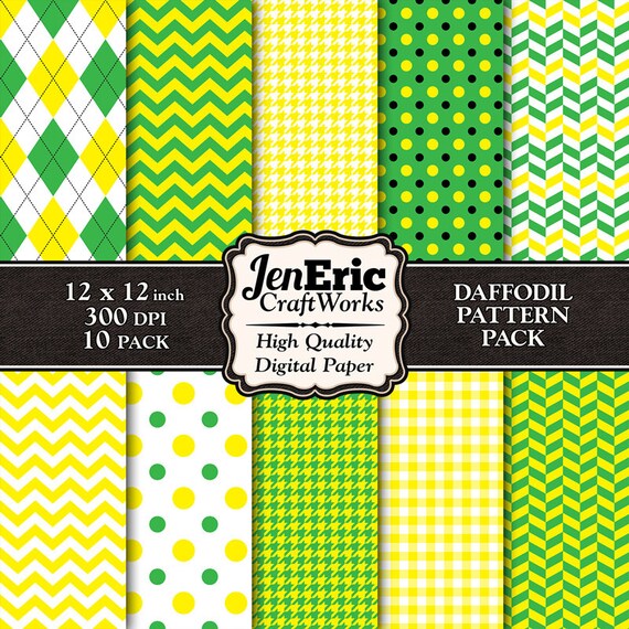 Yellow Green Digital Paper Pack Printable Yellow and Green | Etsy