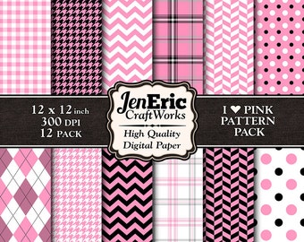 Pink Digital Paper Pack, Classic Patterns (Digital Download)