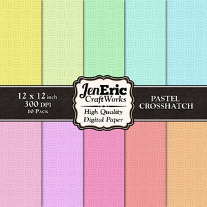 Crosshatch Pastel Digital Paper Pack Printable Pattern Instant Download 12x12 10-Pack