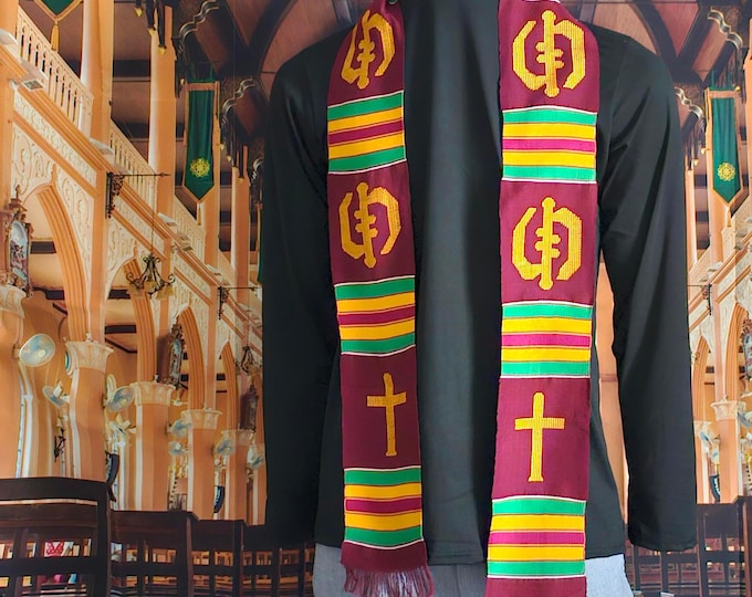 CROSS Maroon Kente Stoles