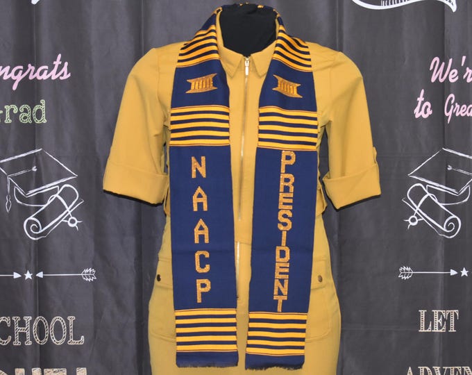 NAACP PRESIDENT Navy Blue Kente Stoles