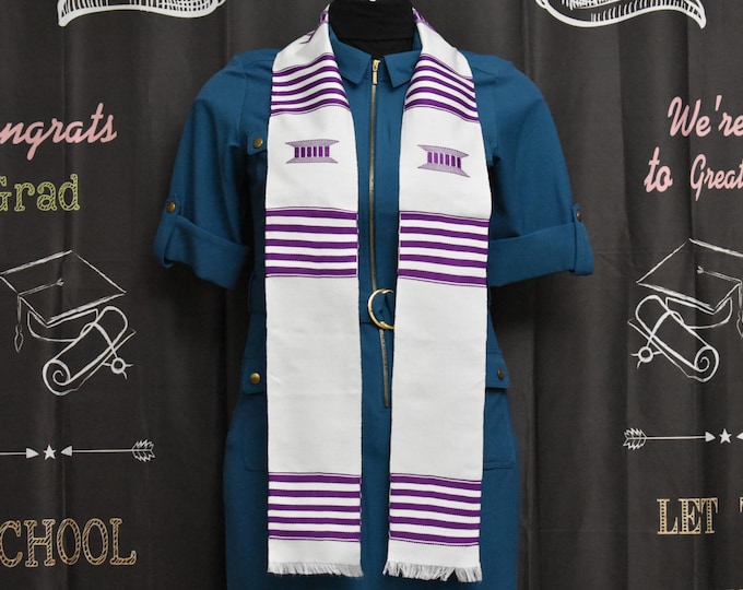 Blank White and Purple Kente Stoles