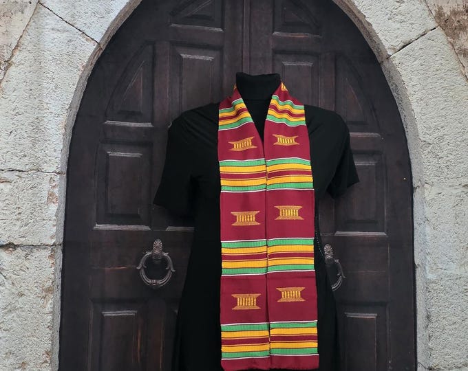 Heritage Maroon Kente Stoles