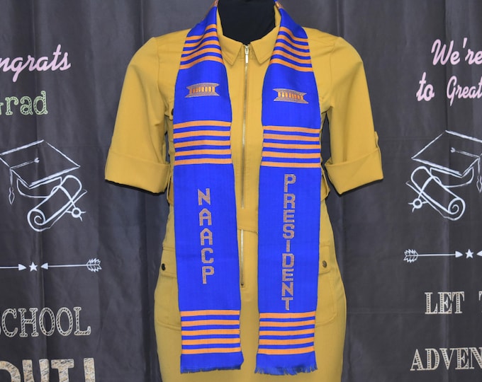 NAACP PRESIDENT Royal Blue and Gold  Kente Stoles