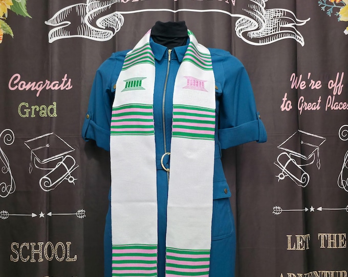 Custom ALPHA KAPPA ALPHA White Kente Stoles