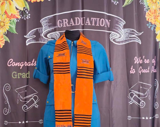Blank Orange and Black  Kente Stoles
